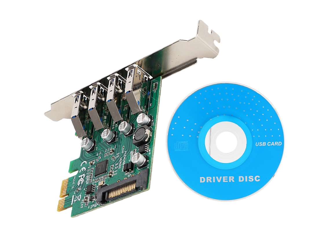 Placa De Expansão Pci-e Para Usb3.0 Placa Adaptadora Pci-e Com 4 Portas Usb3.0 Para Windows
