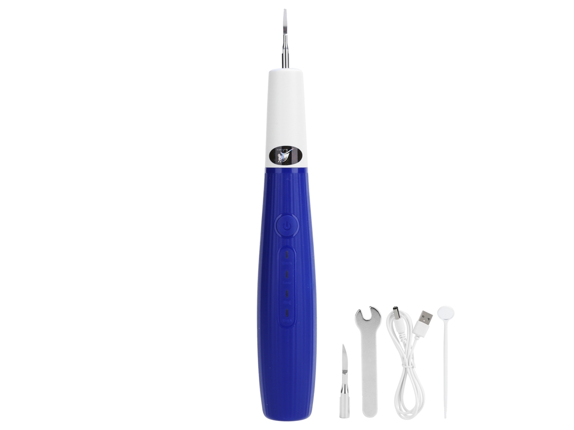 Escova Elétrica Ultrassônica para Limpeza Bucal com 3 Velocidades e Iluminação Led Azul