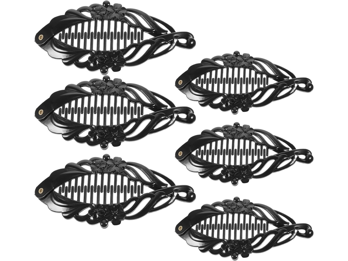 Presilhas de cabelo ABS sem marca, conjunto com 6 unidades, design de Peixe Preto.