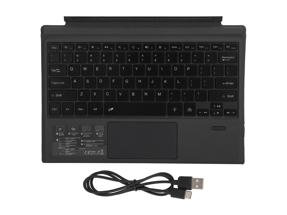 Aetheria teclado Bluetooth Sem Fio Portátil com Touchpad e Retroiluminação Led 7 Cores 1089‑d Preto