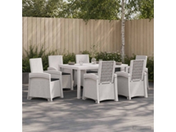 Vidaxl Conjunto De Jantar Para Jardim 7 Unid. Branco E Antracite Pp