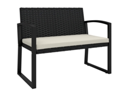 Banco de Jardim Aço, Vime Pe e Poliéster Cor Beige 103x58x78 cm Outsunny