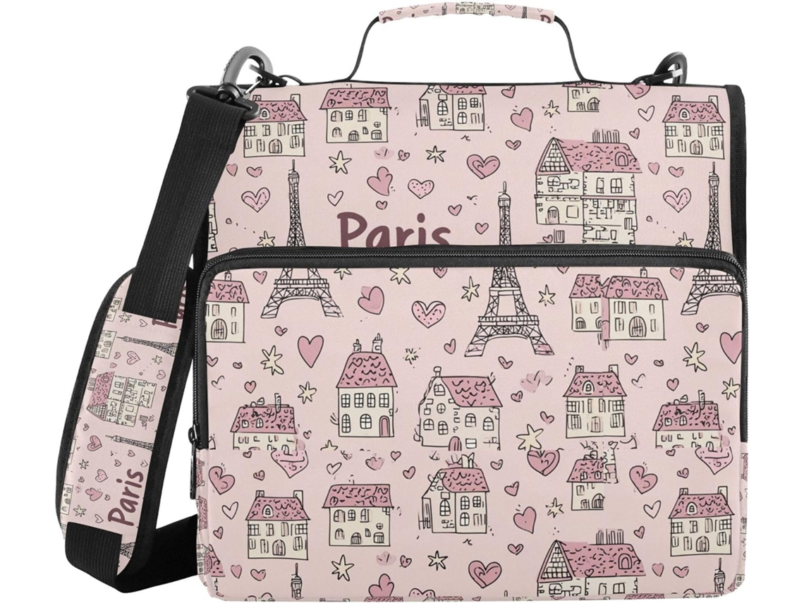 Paris Line Art Pasta Organizadora De Escritório Sem Costura Com Alça Ombro E Mão, Grande Capacidade, 3, 8cm 1, 5 Polegadas