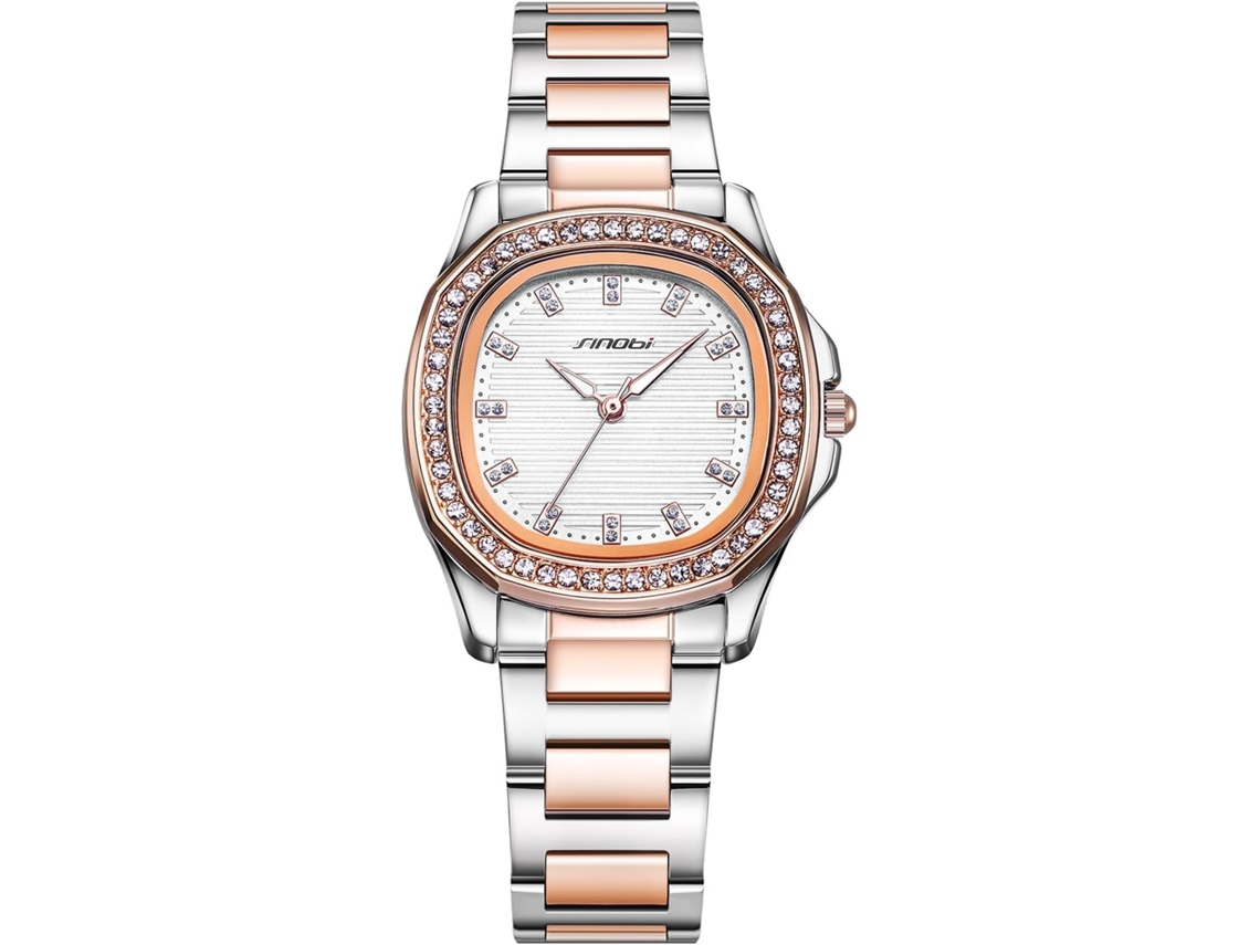 Lurelia Relógio Feminino, Detalhes Com Strass, Aço Inoxidável, Vidro Mineral, Resistente À Água, Preto