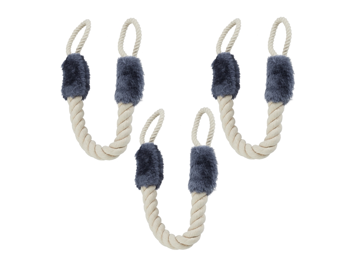 Conjunto De 3 Cordas Para Portas Relaxdays, Suporte Para Maçaneta, 60 Cm, Proteção Para Crianças, Bege/cinza