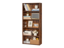 Estante Estreita Com 5 Prateleiras 59,8 X 23,7 X 134,5 Cm Altura Ajustável Succebuy, Marrom