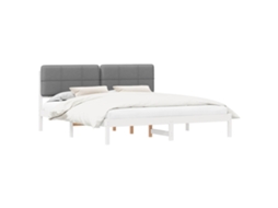 Estrutura de Cama com Cabeceira Estofada Cinzento Claro MAISON EXCLUSIVE