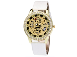 Reloj De Pareja De Cuarzo Con Correa De Cuero Pu Y Dial Redondo Zhoulianfa (blanco)