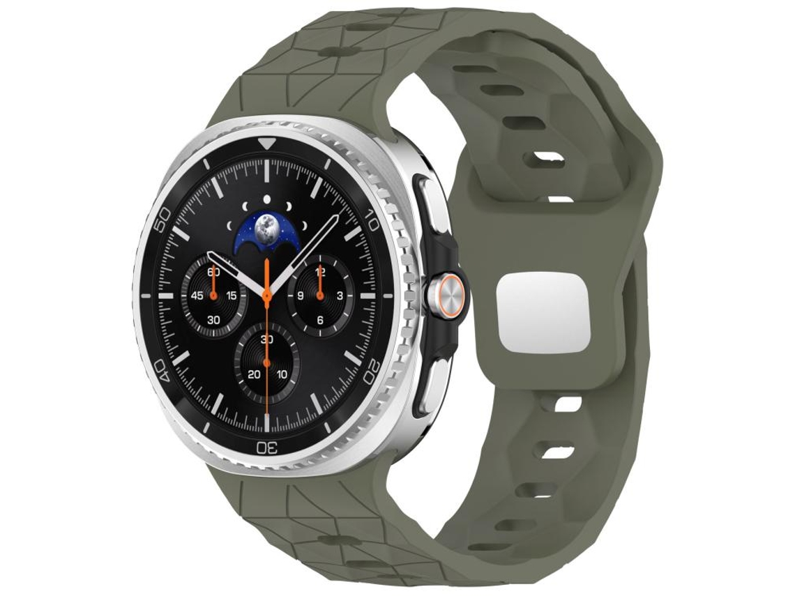 Bracelete para Samsung Galaxy Watch 8/8 Classic Silicone com Textura de Futebol Clássica e Fivela Reversa em Aço Verde exército XIAOMOYU