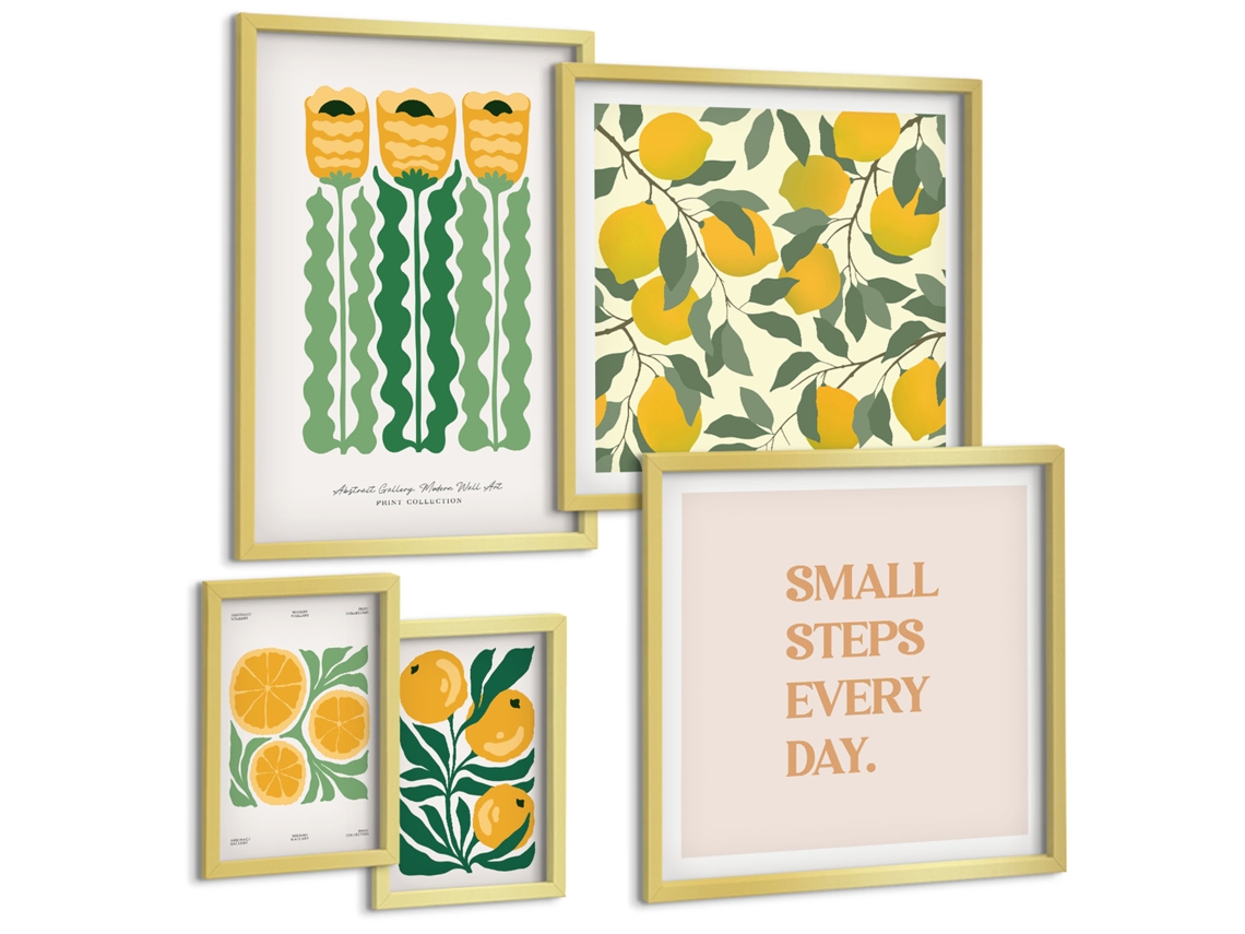 Conjunto De Pinturas Flores Cítricos Frases Positivas Espelharte (5 Peças)