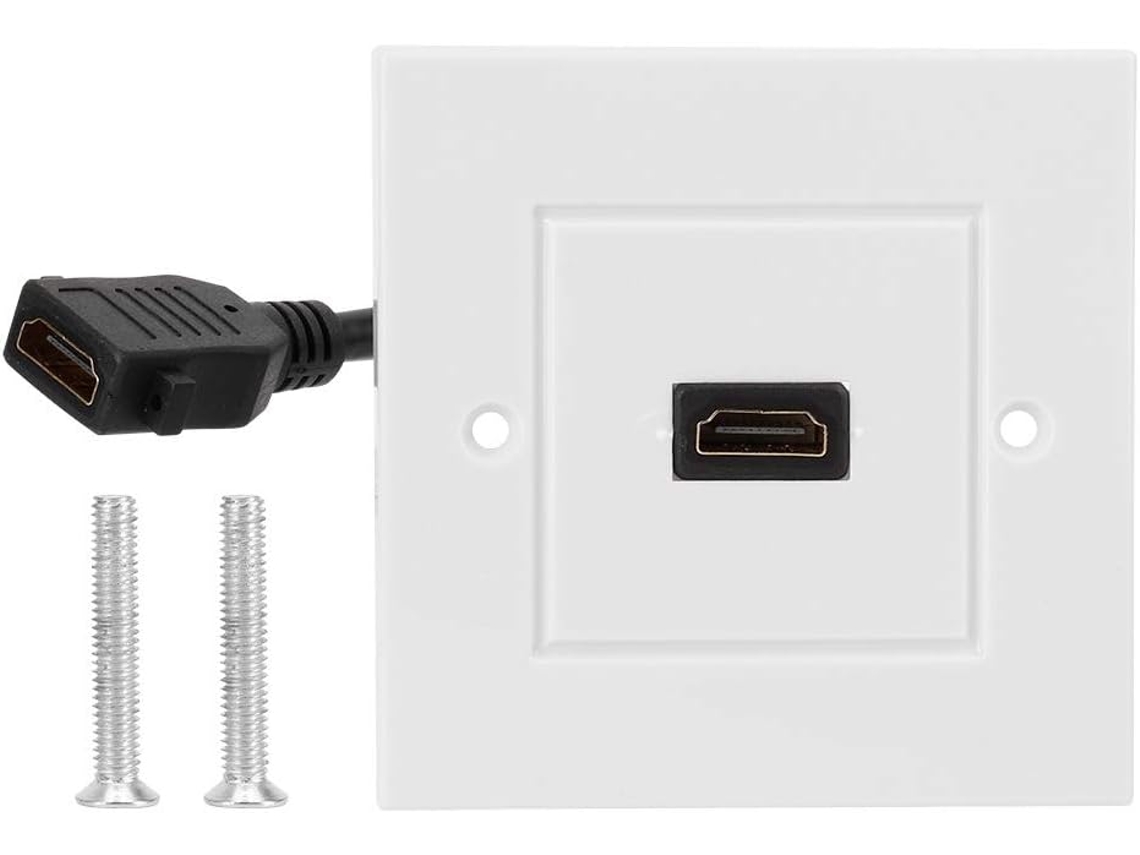 Placa De Parede Hdmi, Modelo Fêmea Branco Com Cabo, Placa De Parede Hdmi