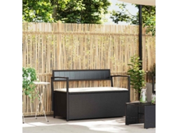 Vidaxl Banco De Jardim Com Espaço De Armazenamento E Almofada, Em Rattan Sintético Preto, Da