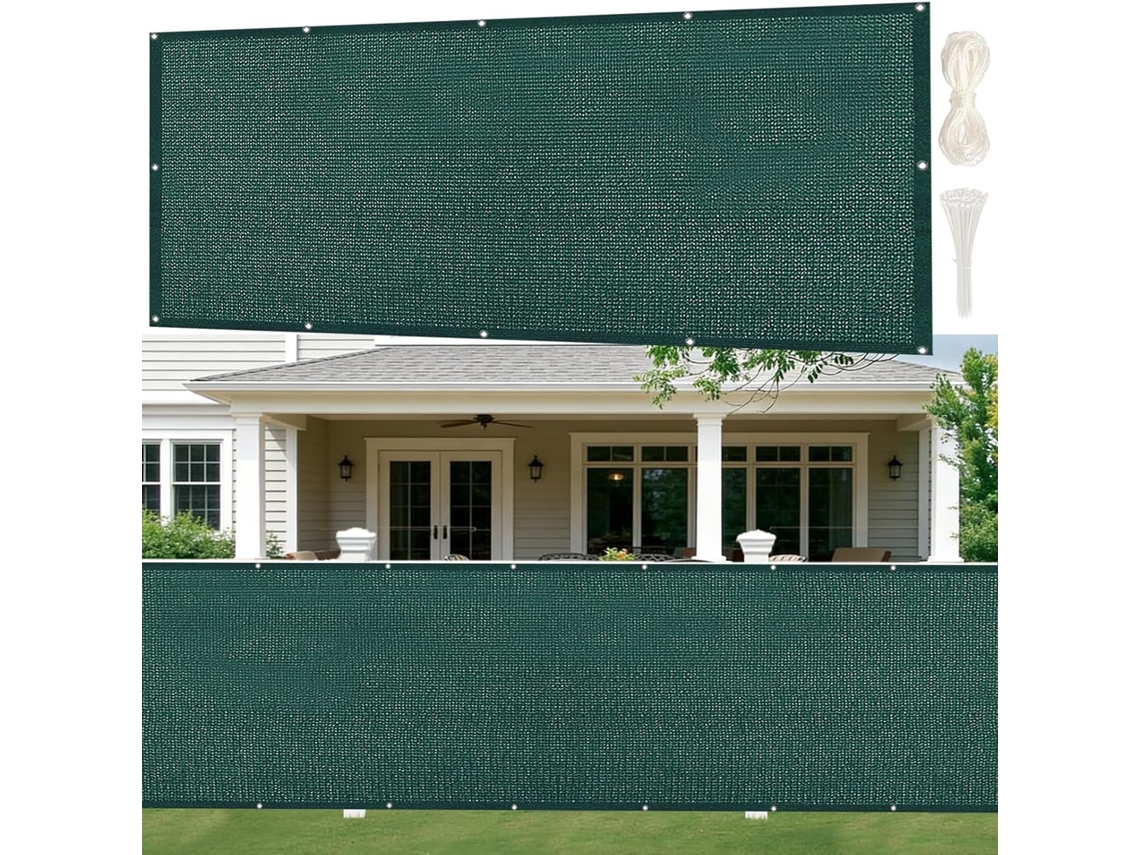 Tela De Privacidade, Guojun, 75 X 170 Cm, Hdpe, 220 G/m², Resistente Ao Vento, Respirável, Verde Escuro