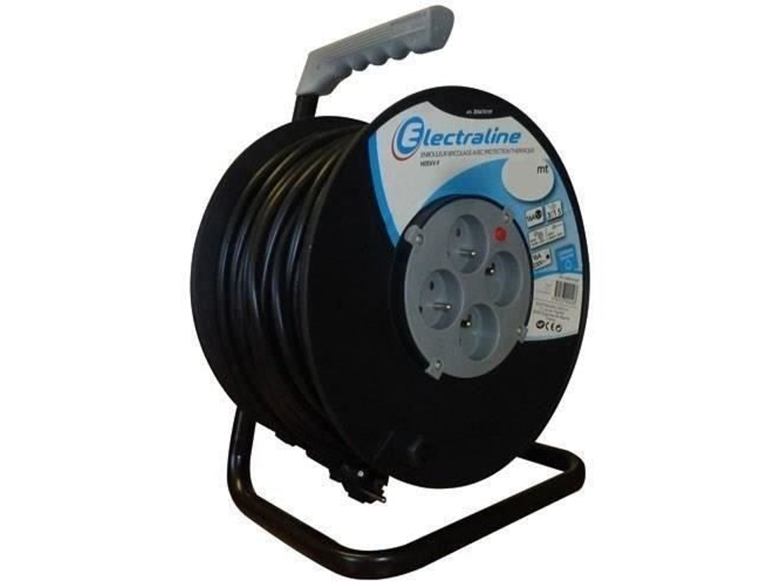 Enrolador De Cabo Elétrico 3g1.5 Com Disjuntor Térmico Electraline 25 M