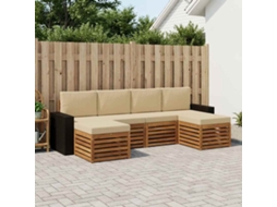 Vidaxl Conjuntos De Sofás Com Almofada 6 Pcs Natural E Bege