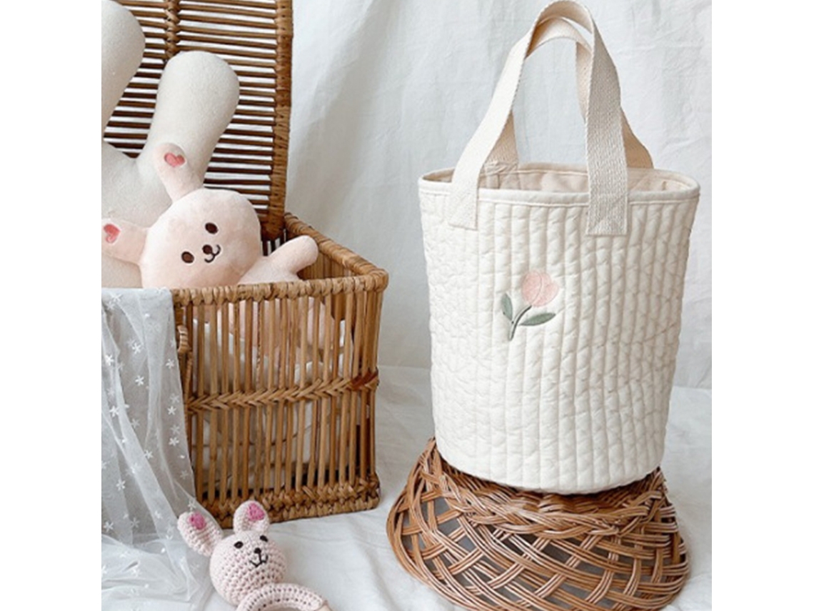 Mali bolsa Organizadora de Mamadeira e Fraldas de Algodão Puro com Bordado Cute Tulipa Grande