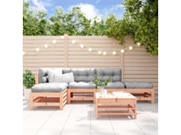 Vidaxl 6 Pcs Conjunto Lounge De Jardim Madeira De Douglas Maciça