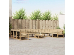 Vidaxl Conjunto De Sofás Para Exterior 11 Unid. Branco E Bege