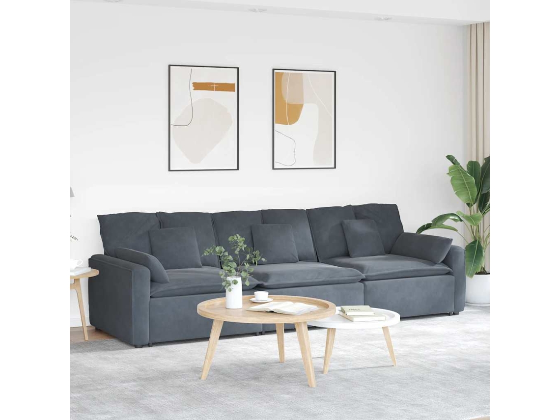 Vidaxl Sofá Modular Com Almofadas Cinzento-escuro