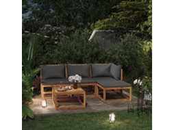 Conjunto Jardim Lounge 5 Peças C/ Almofadões Acácia Maciça Dkd Home Decor