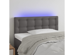 Vidaxl Cabeceira De Cama C/ Led 90x5x78/88cm Couro Artificial Cinzento