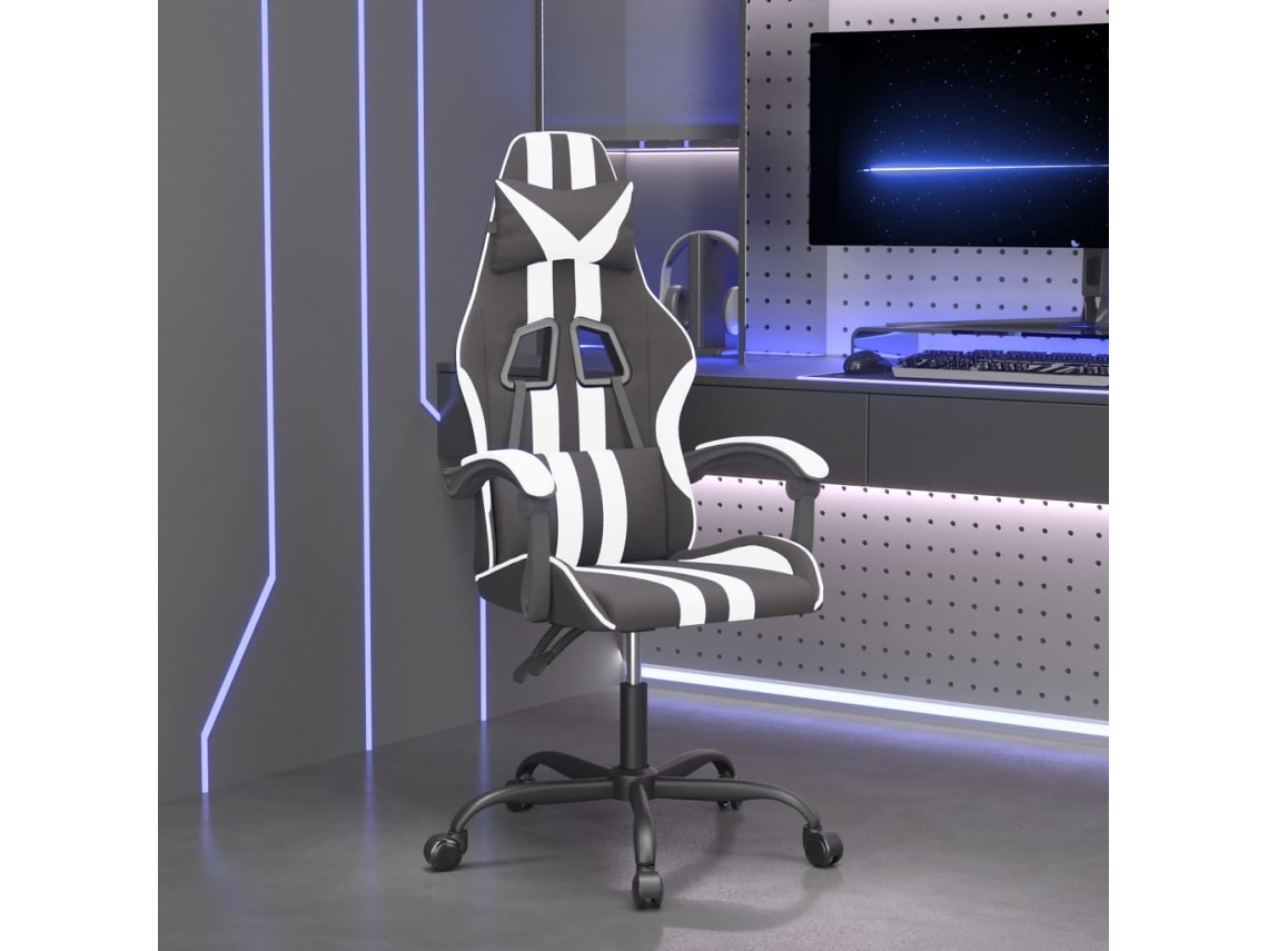 Vidaxl Cadeira Gaming Giratória Couro Artificial Preto E Branco