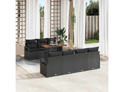 Vidaxl Conjunto De Sofá De Jardim 8 Unid. Preto Rattan Sintético