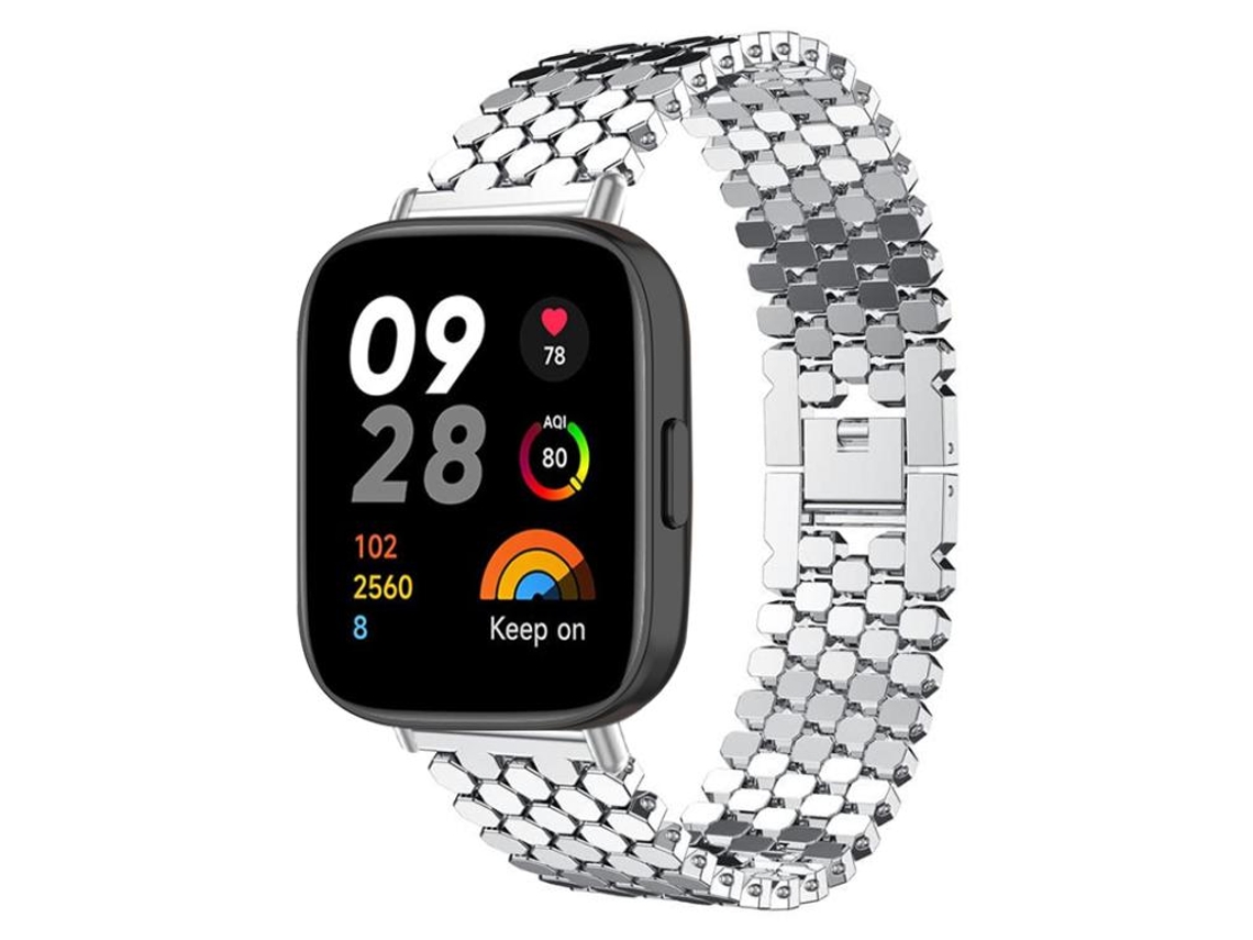 Bracelete Para Redmi Watch 3 - Metal - Textura De Escamas De Peixe Prateada