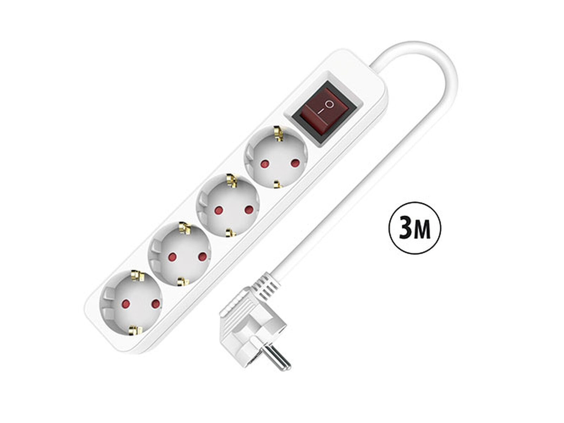 Extensão Com 4 Tomadas Com Interruptor Tm Electron Tmuad534s (branco 3680 W 4 Schuko)