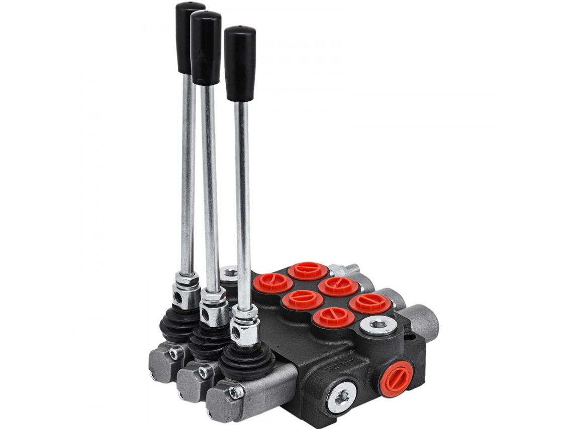 Válvula hidráulica 3 vias 11 Gpm 3600 Psi retorno por mola ideal para tratores TEKMAQUINAS