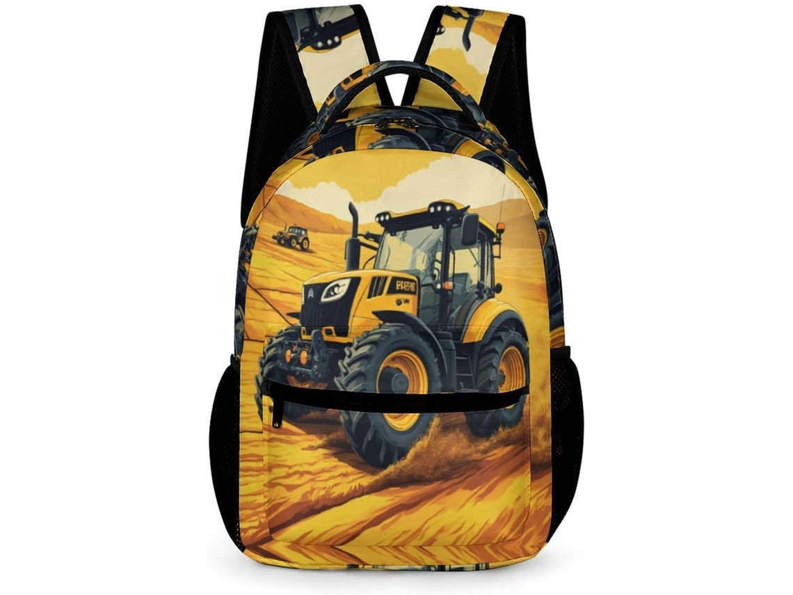 Mochila Escolar Com Estampa Trator Para Meninos Meninas 8 11 Anos, Design De Carro, Ce1, Bolso Frontal