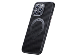Suporte Casa Textura Fibra Para Iphone 14 Pro Magnética Preto