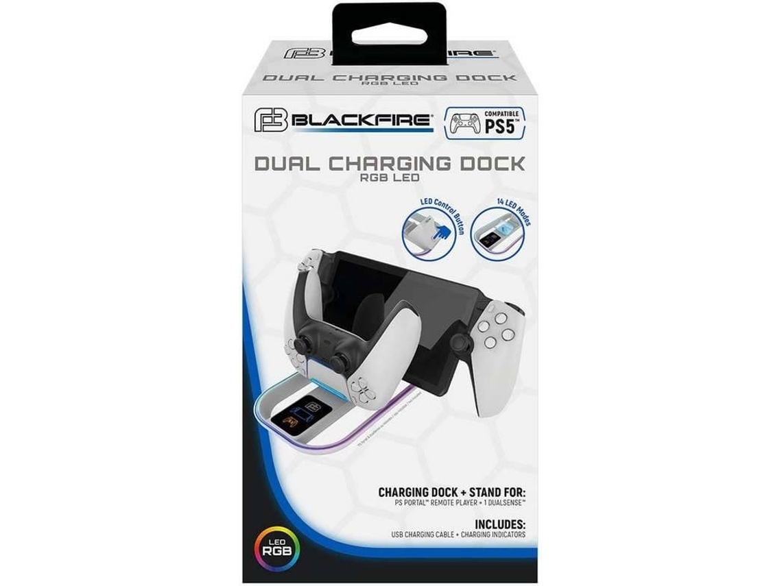 Base de Carregamento Dual RGB LED Blackfire ARDISTEL para Reprodutor à Distância PlayStation Portal e DualSense PS5