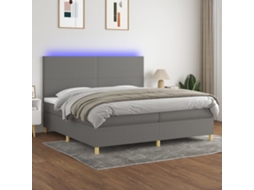 Vidaxl Cama Box Spring C/ Colchão E Led 200x200 Cm Tecido Cinza-escuro