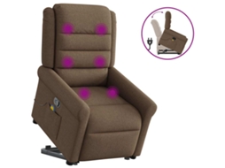 Vidaxl Poltrona Reclinável Massagens Tecido Castanho