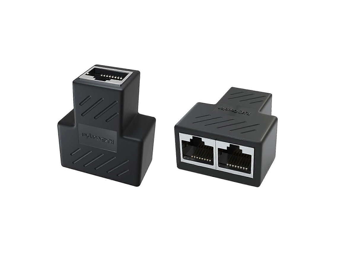 Divisor Ethernet Blindado Com 4 Conectores Adaptadores, Cor Preta