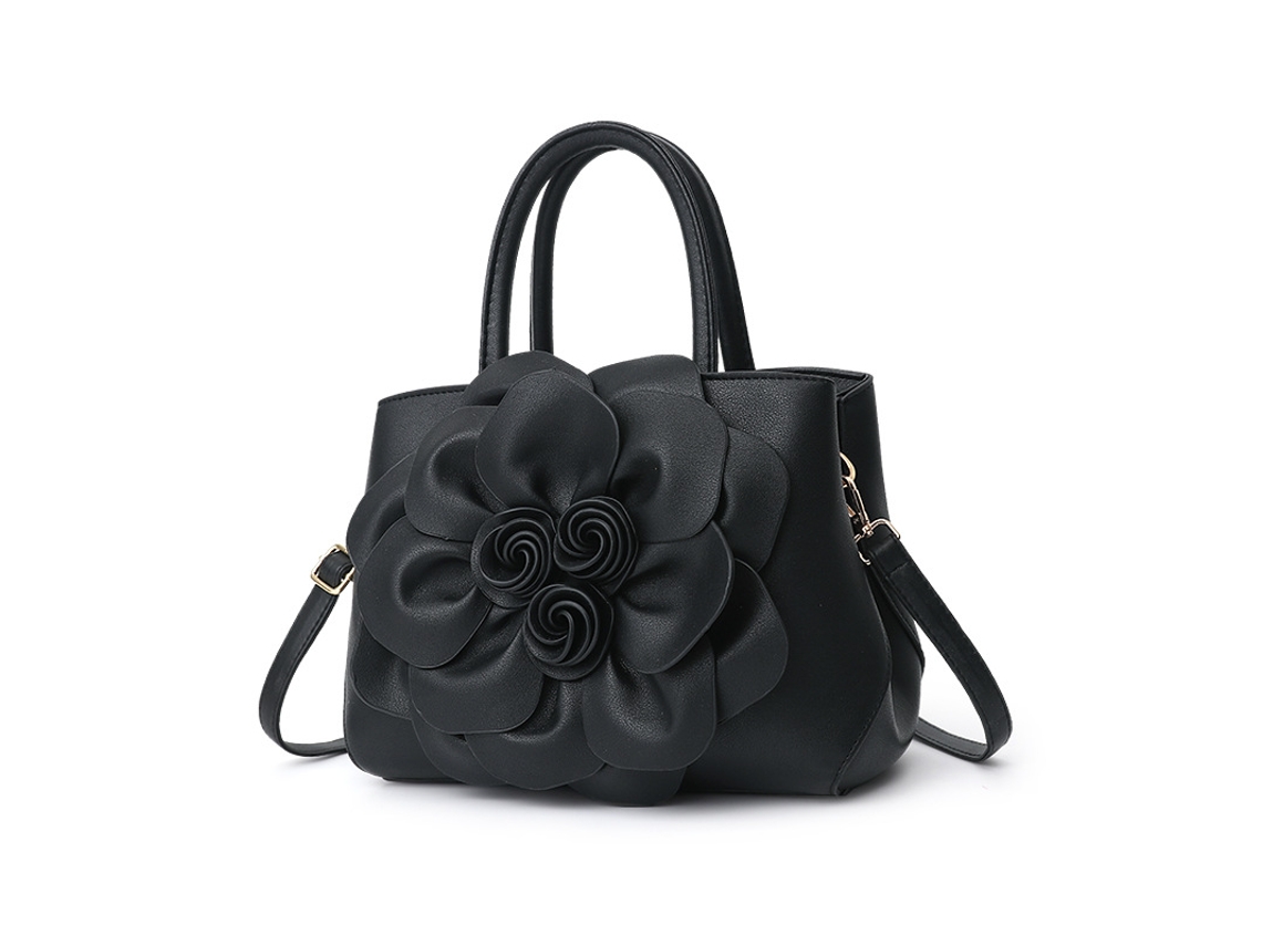 Bolsa Feminina de Couro Pu Estilo 2026 com Estampa Floral, Modelo de Mão Ou Ombro. estilo Preto 1 YUNZII