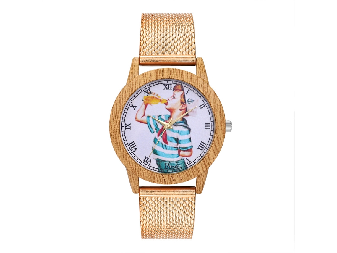 Reloj De Pulsera Analógico De Aleación De Moda Para Hombre Y Mujer T343-f Oro Rosa