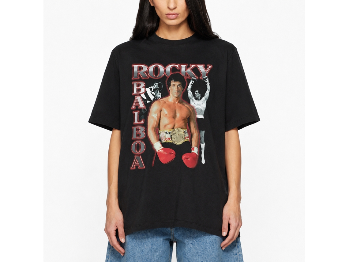 Rockinstone Rocky Movie Three Photos Collage Black Adult T-shirt Size:s