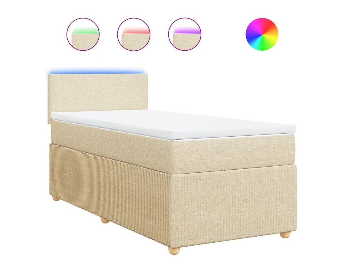 Cama com Molas/colchão 100x200 Cm Tecido Cor Creme MAISON EXCLUSIVE