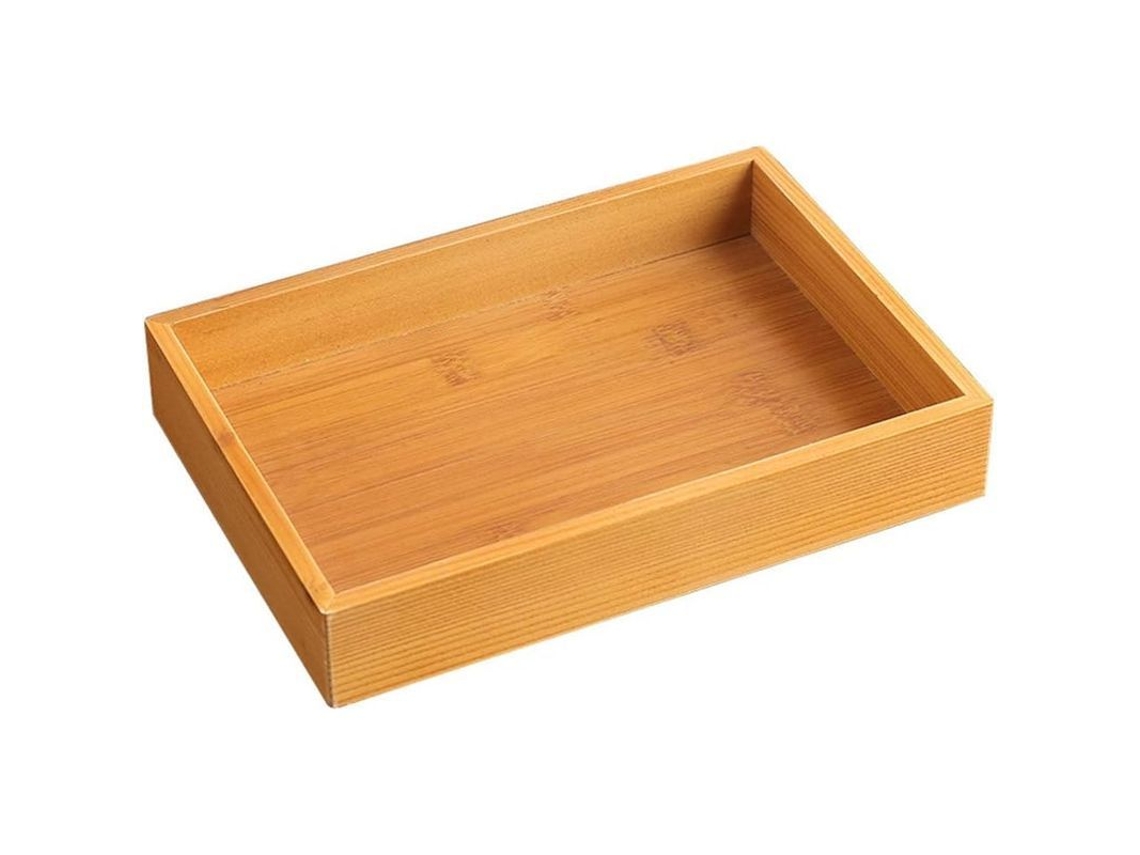 Prato de Madeira Médio Nova Line com Caixa de Bambu para Decoração