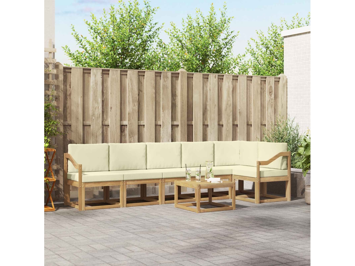 Vidaxl Conjunto De Sofás Para Exterior 7 Unid. Branco E Creme