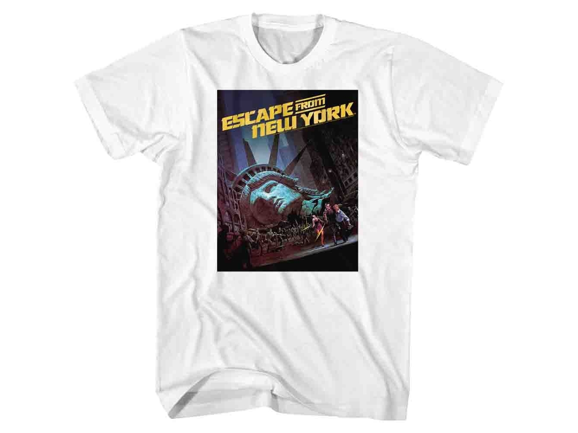 Unisex Adult T-shirt Rockinstone Escape From New York Run Poster White Sizexxxl