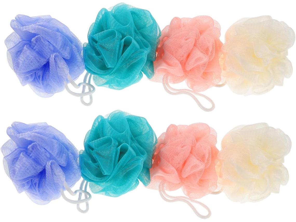 Conjunto De 8 Esponjas De Banho Duráveis, Com Malha Densa Para Esfoliação E Limpeza, Acessórios Para Gokoco