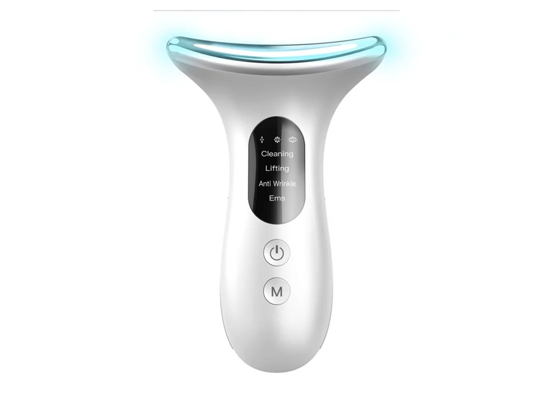 Massageador Facial 4 Modos Rejuvenescimento Térmico Led De Tripla Ação Massageador Antienvelhecimento Para Pescoço E Olhos Branco Bestvite