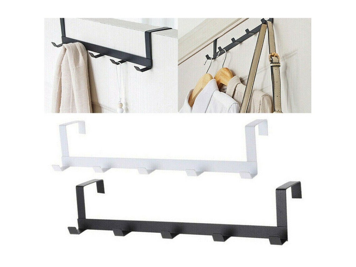 Lurelia Cabideiro De Porta, 5 Ganchos, Em Ferro, Para Toalhas E Roupas, 29 X 7,5 X 6,3 Cm, Preto/branco, Suporta 5 Kg