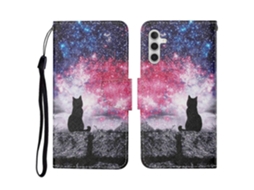 Capa Protetora De Couro Tipo Fólio Com Estampa De Gato Galaxy Para Samsung Galaxy A17 5g Da Tkdaddy