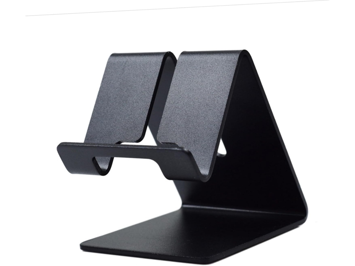 Suporte Para Celular De Mesa, Base Plana, Liga De Alumínio Preta