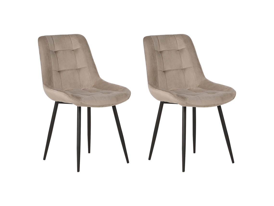 Juego De Sillas De Diseño Beliani Melrose De Terciopelo Beige 51x58x85