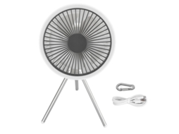 Ventilador de Camping Recarregável Luz Tripé Branco